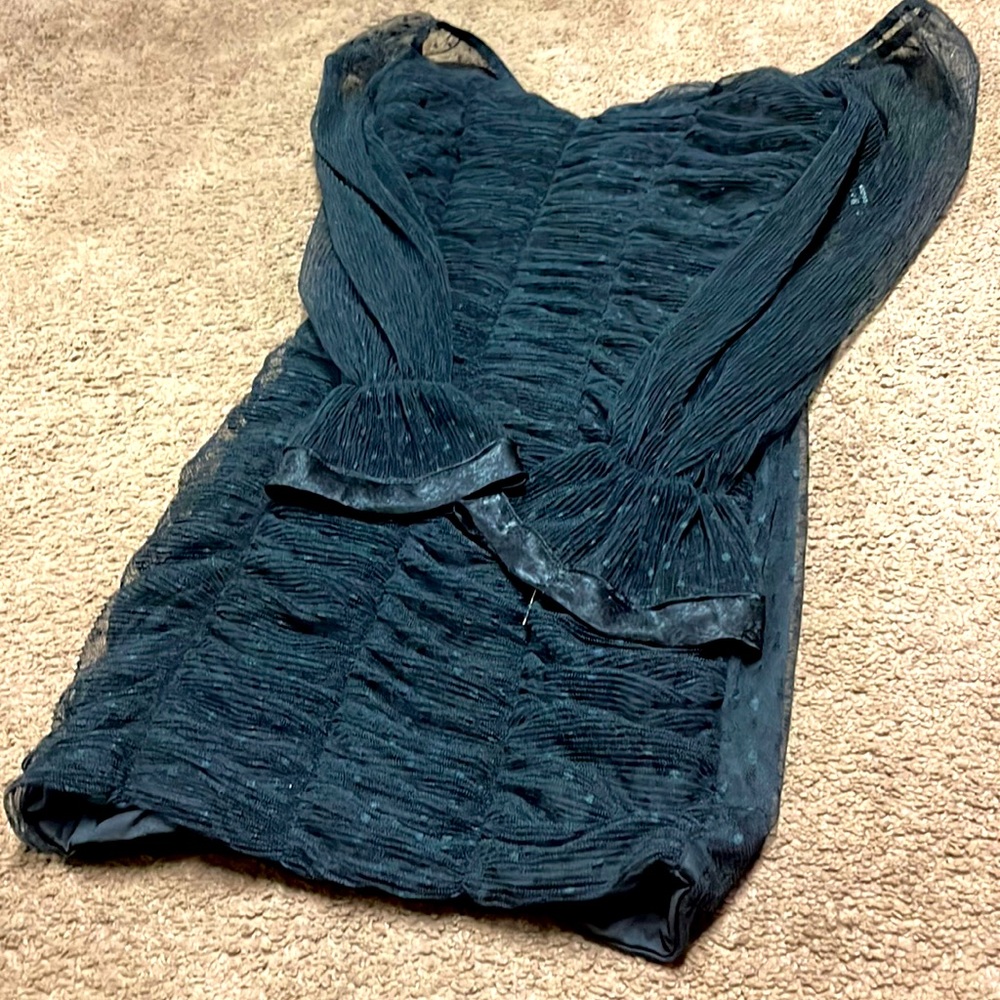Black mesh dinner cocktail dress